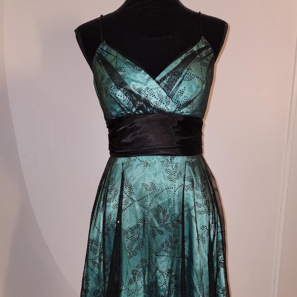 Vintage Y2K Black Mesh Whimsygoth Teal Dress!!! - Picture 2 of 6